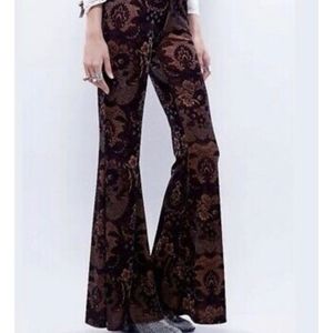 Free People Bell Bottoms Maura Floral Velvet